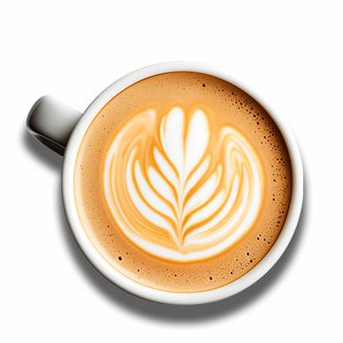 En kop kaffe med flot latte art 